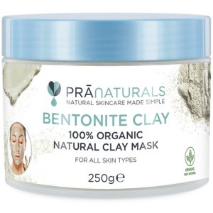 Masque à l’Argile de Bentonite PraNaturals 250g – Purifie naturellement la peau et des pores en profondeur