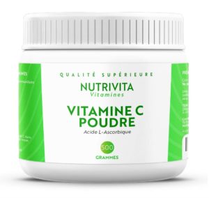 Vitamine C en poudre - Acide L(+) Ascorbique - Pot 500g Nutrivita