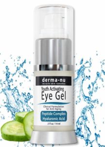 Wrinkle Eye Cream Par Derma -nu - Anti Aging Eye Treatment Gel pour les cernes , les poches et les rides - Formule Peptide Collagène Bâtiment - Acide Hyaluronique et acides aminés - 0,5 oz