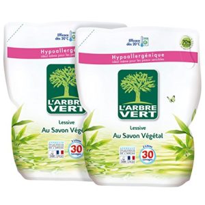 L'arbre Vert Pack de 2 Recharges Lessive Liquide Savon Végétal 2 L